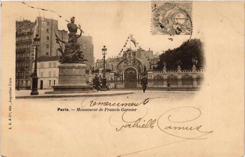 Carte postale ancienne Monument de Francis Garnier à Paris 6e