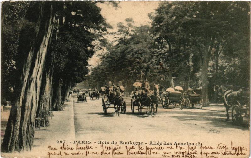 Carte postale ancienne Bois de Boulogne - Allée des Acacias à Paris 16e
