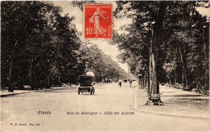 Carte postale ancienne Bois de Boulogne - Allée des Acacias à Paris