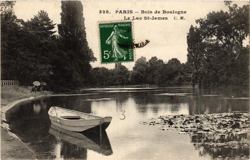 Carte postale ancienne Bois de Boulogne - Le Lac Saint-James à Neuilly-sur-Seine