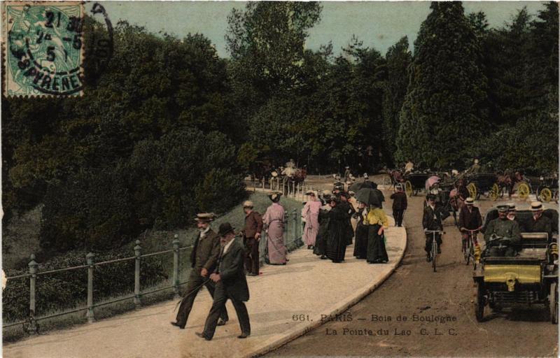 Carte postale ancienne Bois de Boulogne - La Pointe du Lac à Paris 16e