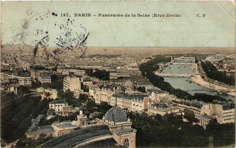 Carte postale ancienne Panorama de la Seine (Rive droite) à Paris 16e
