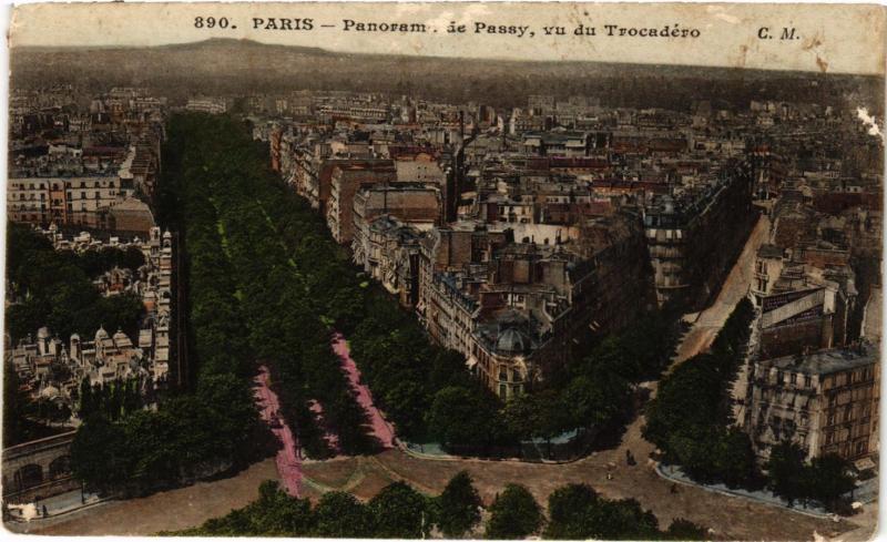 Carte postale ancienne Panorama de Passy, vu du Trocadéro à Paris 16e