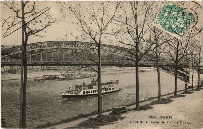 Carte postale ancienne Pont du Chemin de Fer de Passy à Paris 15e