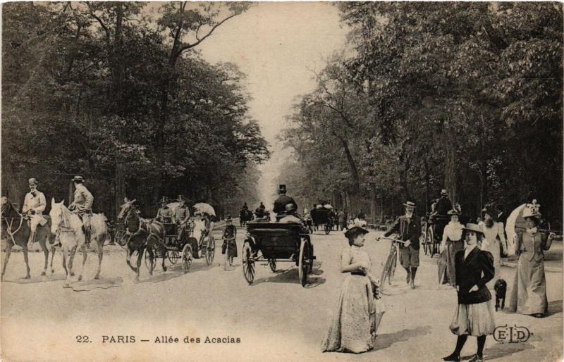 Carte postale ancienne Allée des Acacias à Paris 16e