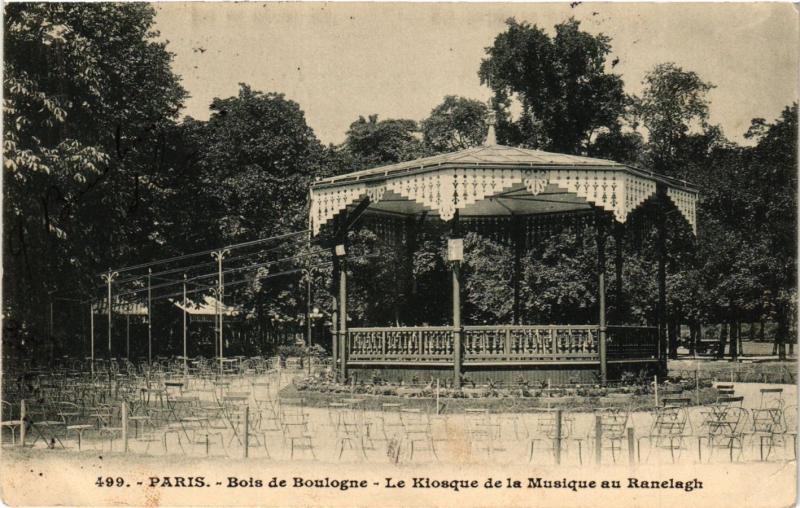 Carte postale ancienne Bois de Boulogne - Le Kiosque de la Musique au Ranelagh à Paris 16e