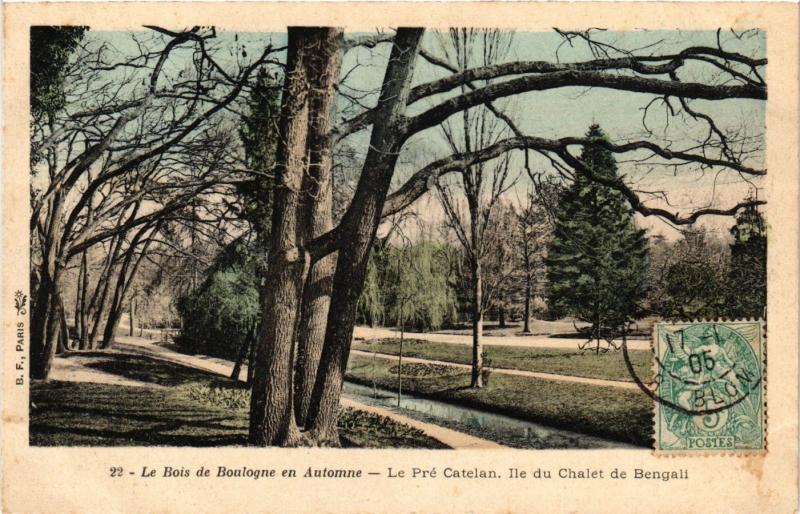 Carte postale ancienne Le Bois de Boulogne en Automne - Le Pré Catelan - Ile du Chalet de Bengali à Paris 16e