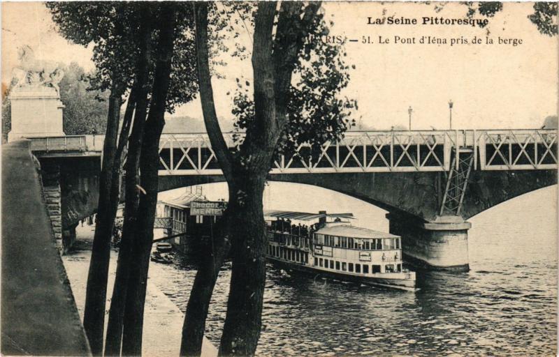 Carte postale ancienne Le Pont d'Iéna pris de la berge à Paris 16e