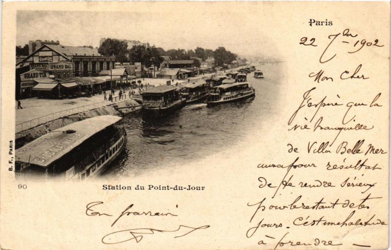 Carte postale ancienne Station du Point-du-Jour à Paris 16e