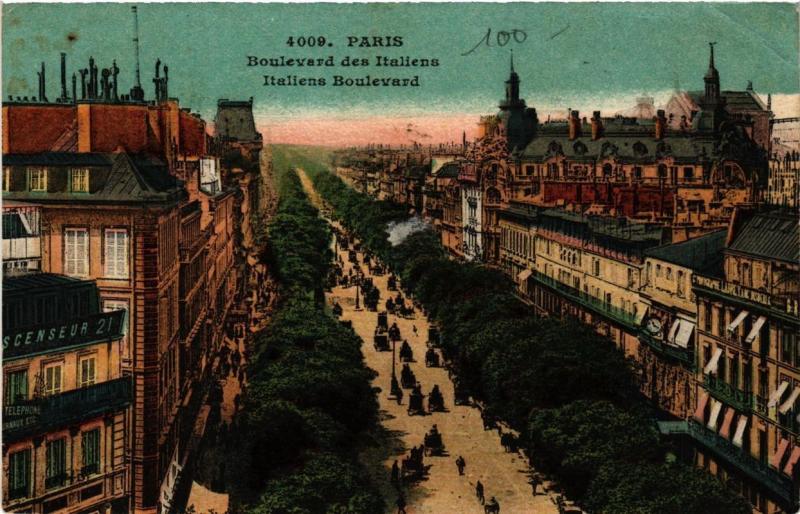 Carte postale ancienne Paris 9e - Boulevard des Italiens à Paris 9e