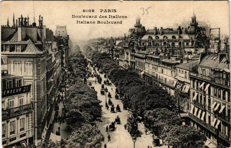 Carte postale ancienne Paris 9e - Boulevard des Italiens à Paris 9e