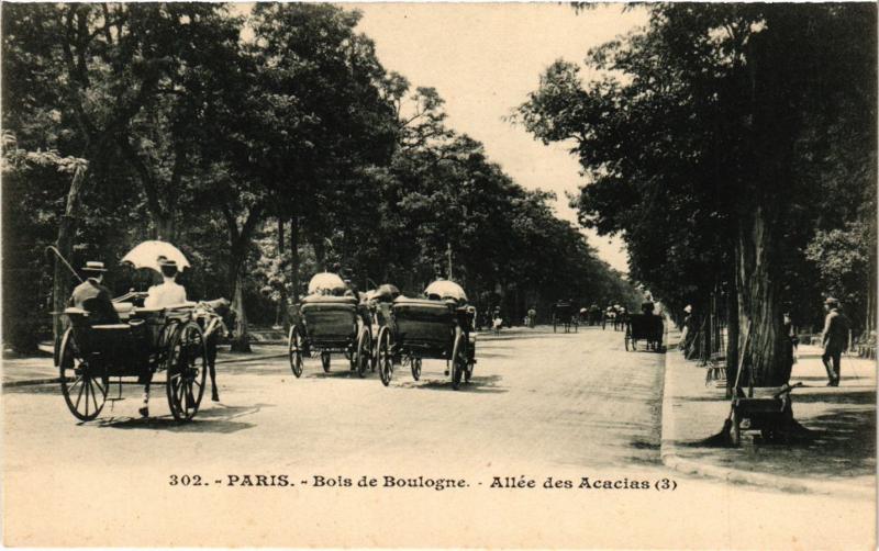 Carte postale ancienne Bois de Boulogne - Allée des Acacias à Paris 16e