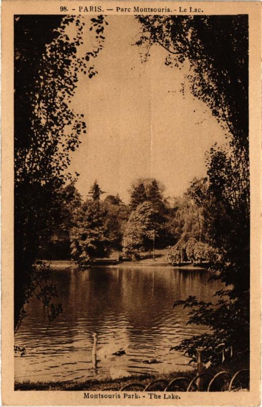 Carte postale ancienne Parc Montsouris - Le Lac à Paris 14e