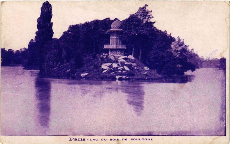 Carte postale ancienne Lac du Bois de Boulogne à Paris 16e