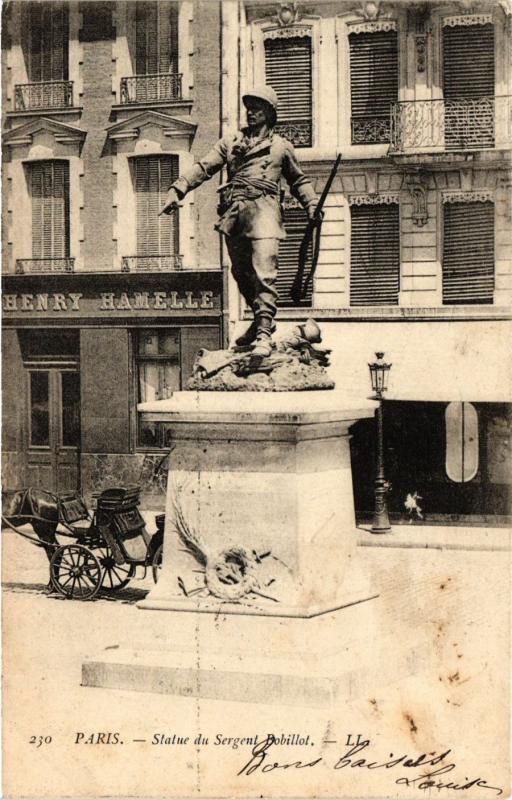 Carte postale ancienne Paris 11e Paris-Statue du Sergent Bobillot à Paris 11e