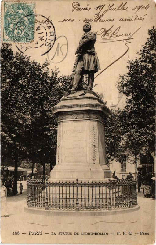 Carte postale ancienne Paris 11e Paris-La Statue de Ledru-Rollin à Paris 11e