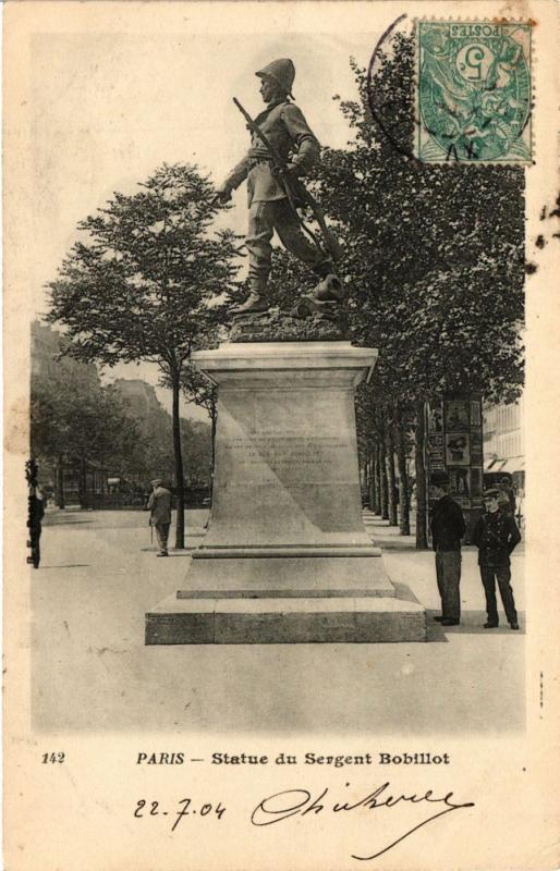 Carte postale ancienne Paris 11e Paris-Statue du Sergent Bobillot à Paris 11e