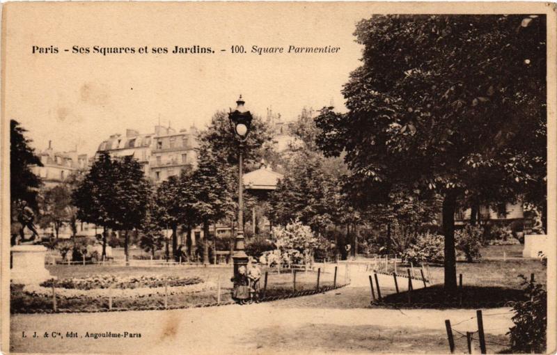 Carte postale ancienne Paris 11e Paris-Ses Squares et ses Jardins-Square Parmentier à Paris 11e