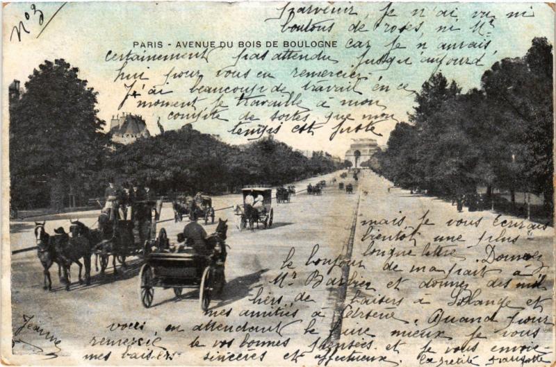 Carte postale ancienne Avenue du Bois de Boulogne à Paris 16e