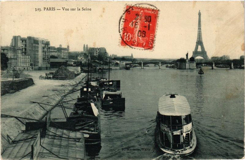 Carte postale ancienne Vue sur la Seine à Paris 16e