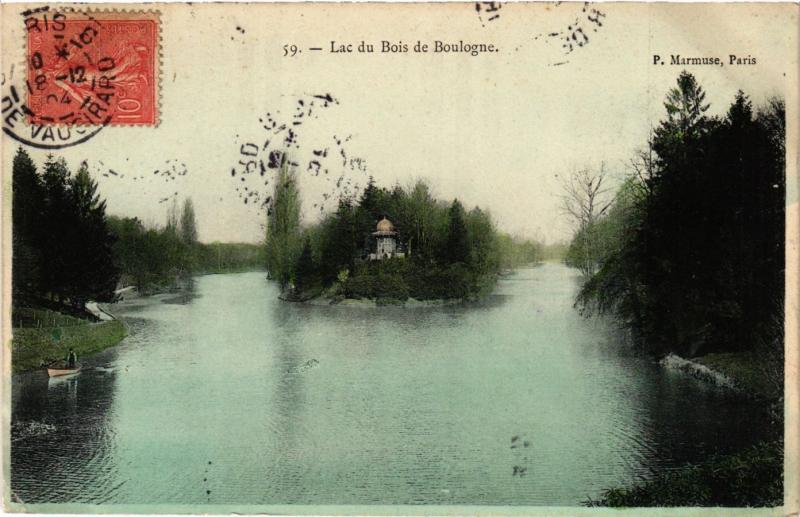 Carte postale ancienne Lac du Bois de Boulogne à Paris 16e