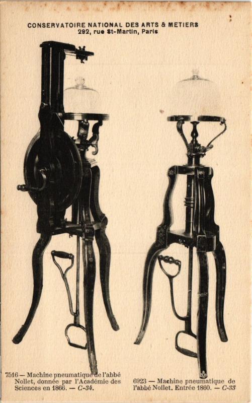 Carte postale ancienne Paris (3e) Cnam - Machines pneumatiques à Paris 3e