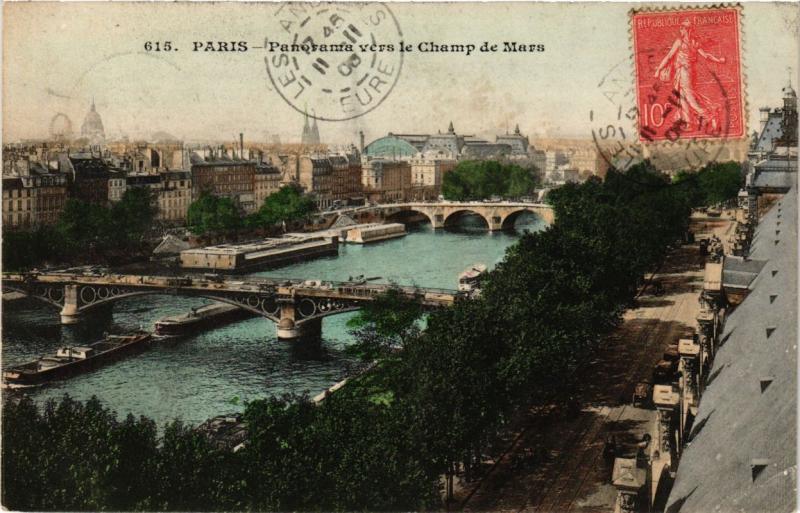 Carte postale ancienne Paris Panorama vers le Champ de Mars