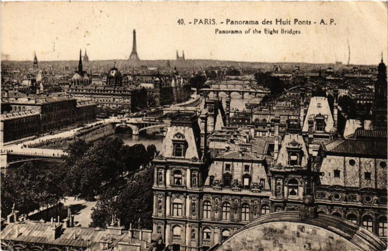 Carte postale ancienne Paris Panorama des Huits Ponts