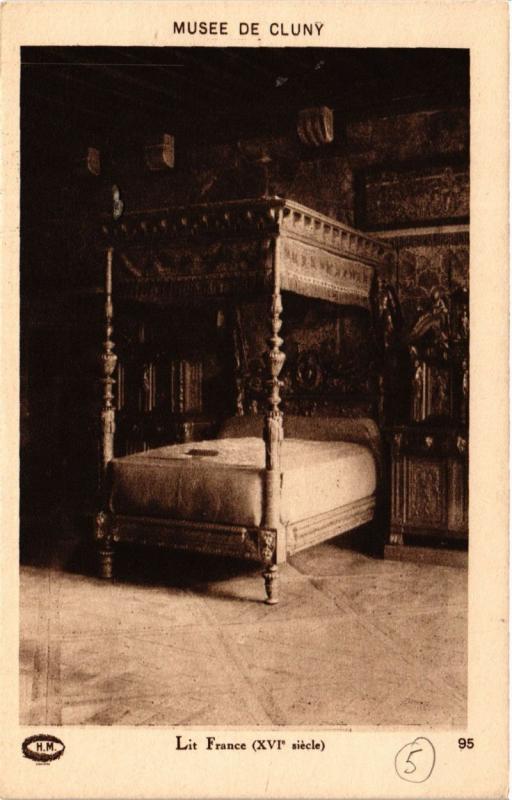 Carte postale ancienne Paris (5e) - Musée du Cluny - Lit Francais à Paris 5e