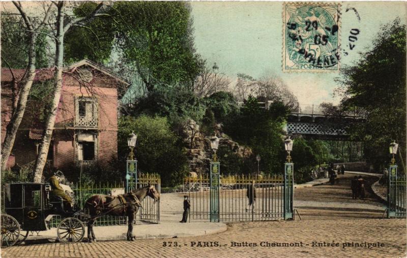 Carte postale ancienne Buttes Chaumont - Entrée principale à Paris 19e
