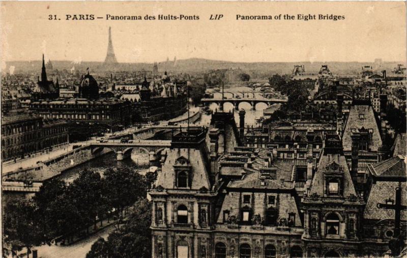 Carte postale ancienne Paris Panorama des Huits Ponts