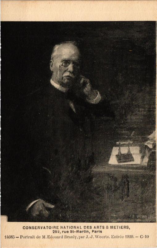 Carte postale ancienne Paris (3e) Cnam - Portrait de M. Edouard Branly à Paris 3e