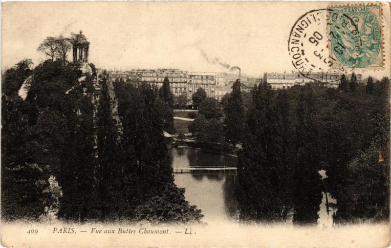 Carte postale ancienne Vue aux Buttes-Chaumont à Paris 19e