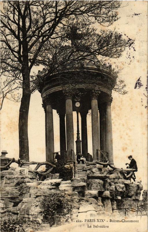 Carte postale ancienne Buttes-Chaumont - Le Belvédère à Paris 19e