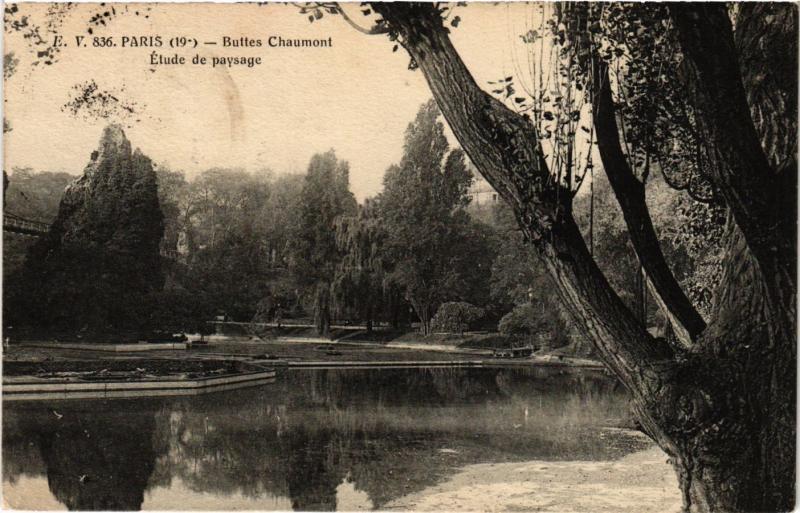 Carte postale ancienne Buttes Chaumont  Etude de paysage à Paris 19e