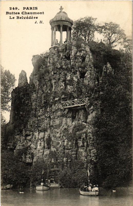 Carte postale ancienne Buttes Chaumont - Le Belvédère à Paris 19e