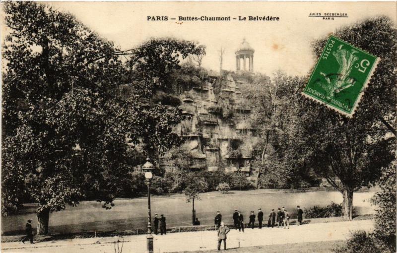 Carte postale ancienne Buttes-Chaumont - Le Belvédère à Paris 19e
