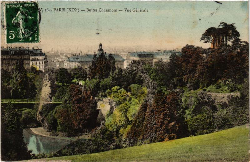 Carte postale ancienne Buttes Chaumont - Vue Générale à Paris 19e
