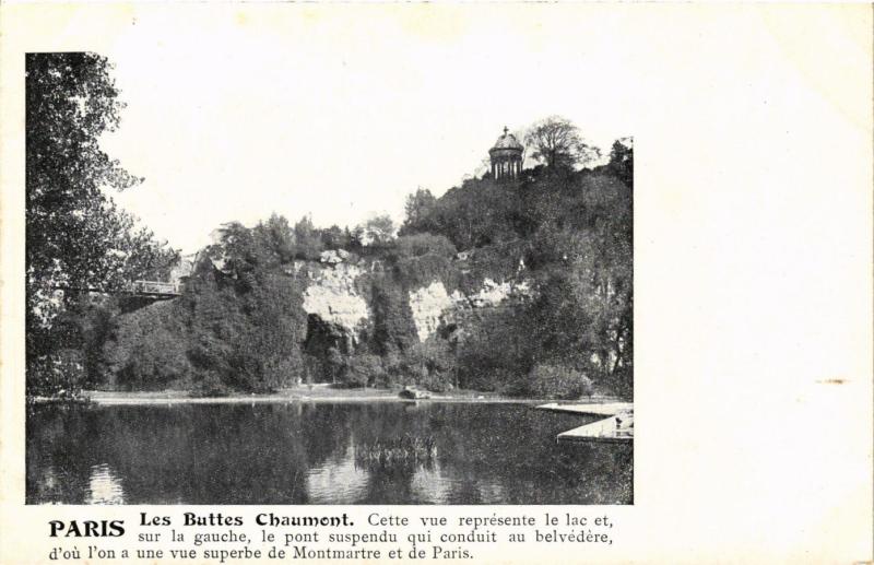 Carte postale ancienne Les Buttes Chaumont à Paris 19e