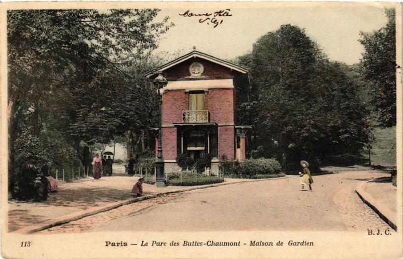 Carte postale ancienne Le Parc des Buttes-Chaumont - Maison de Gardien à Paris 19e