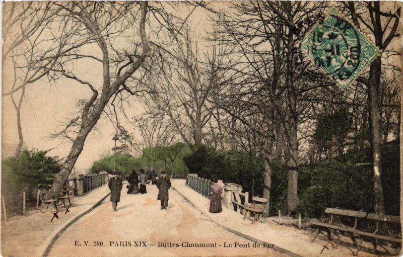 Carte postale ancienne Buttes-Chaumont - Le Pont de Fer à Paris 19e