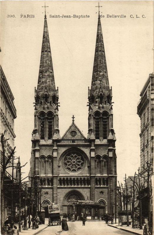 Carte postale ancienne Saint-Jean-Baptiste de Belleville à Paris 20e
