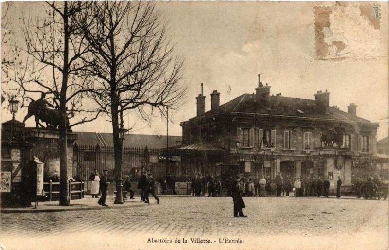 Carte postale ancienne Abattoirs de la Villette - L'Entrée à Paris 19e