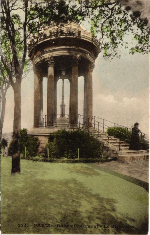 Carte postale ancienne Buttes Chaumont - Le Belvédère à Paris 19e