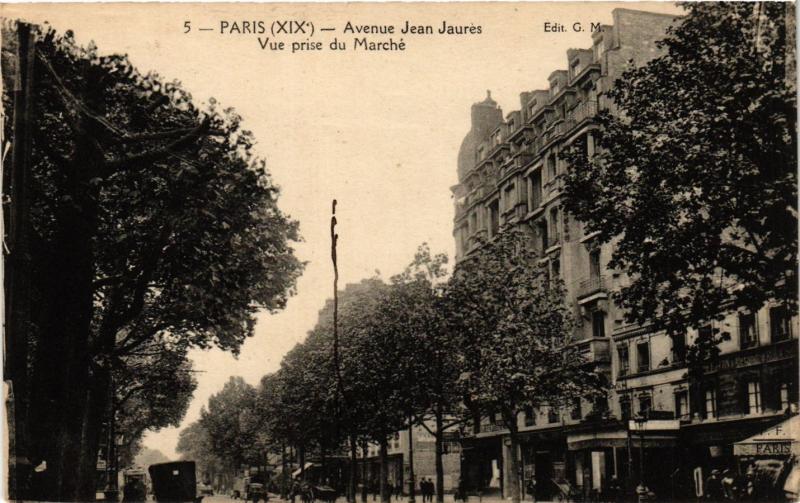 Carte postale ancienne Avenue Jean-Jaurès - Vue prise du Marché à Paris 19e