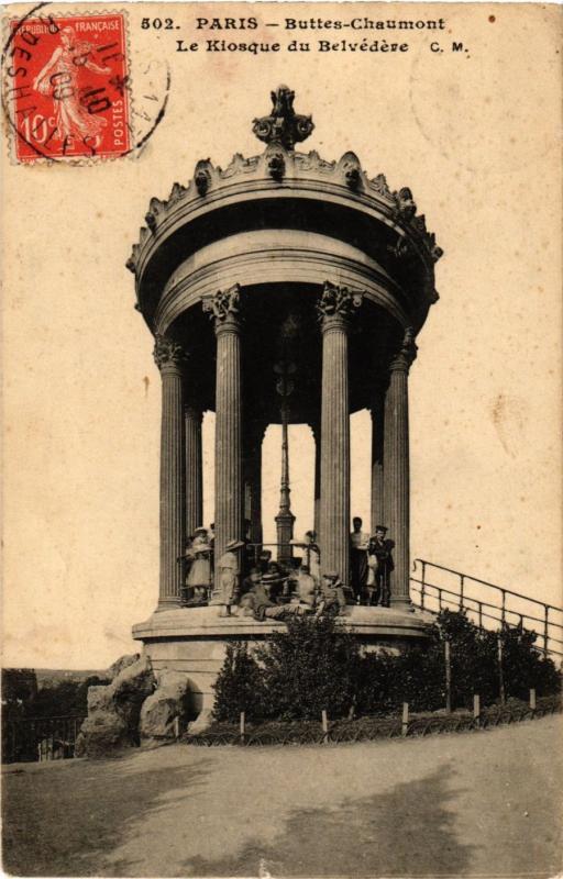 Carte postale ancienne Buttes-Chaumont  - Le Kiosque du Belvédère à Paris 19e