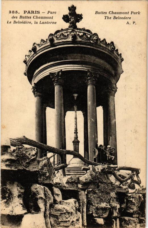 Carte postale ancienne Parc des Buttes-Chaumont - Le Belvédère - La Lanterne à Paris 19e