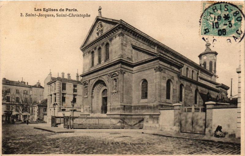 Carte postale ancienne Les Eglises de Paris - Saint-Jacques, Saint-Christophe à Paris 19e