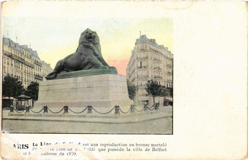 Carte postale ancienne Le Lion de Belfort à Paris 14e