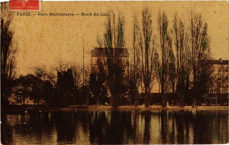 Carte postale ancienne Parc Montsouris - Bord du Lac à Paris 14e
